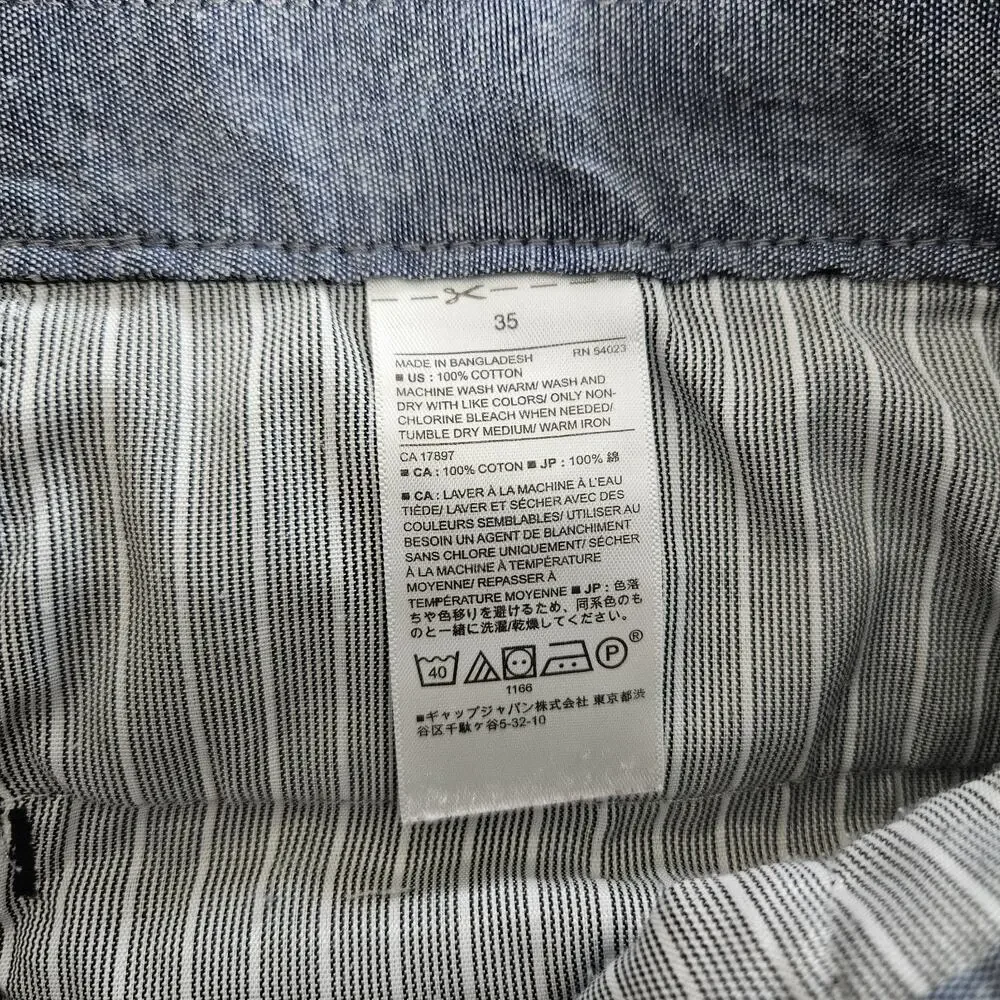 Banana Republic Emerson Shorts Men's 35 Blue Chino Preppy Casual Golf Minimalist